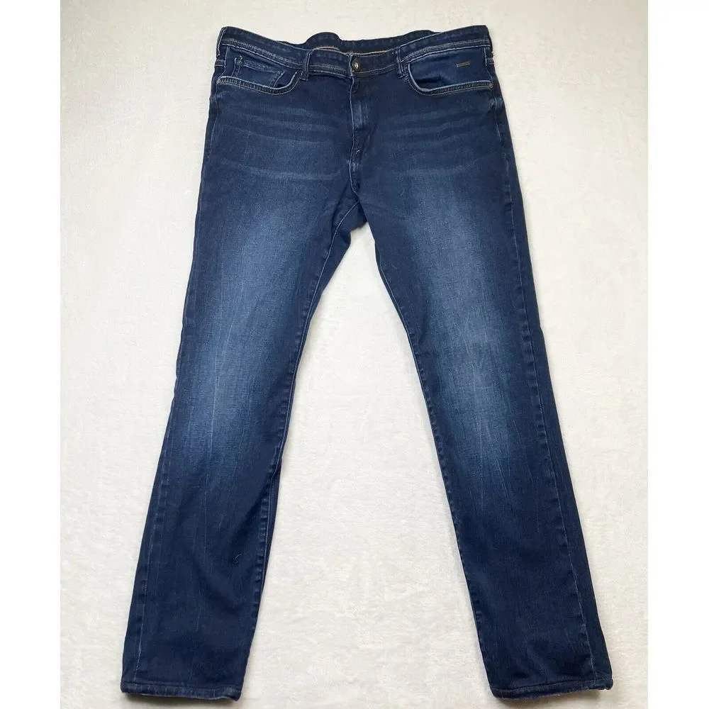 V‎ Dot Jeans Mens 38x34 Dark Blue Fade Beat Fit Tapered Measures 36x30